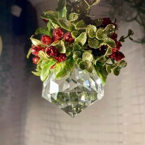 Big beautiful Glass and Mistletoe ornament